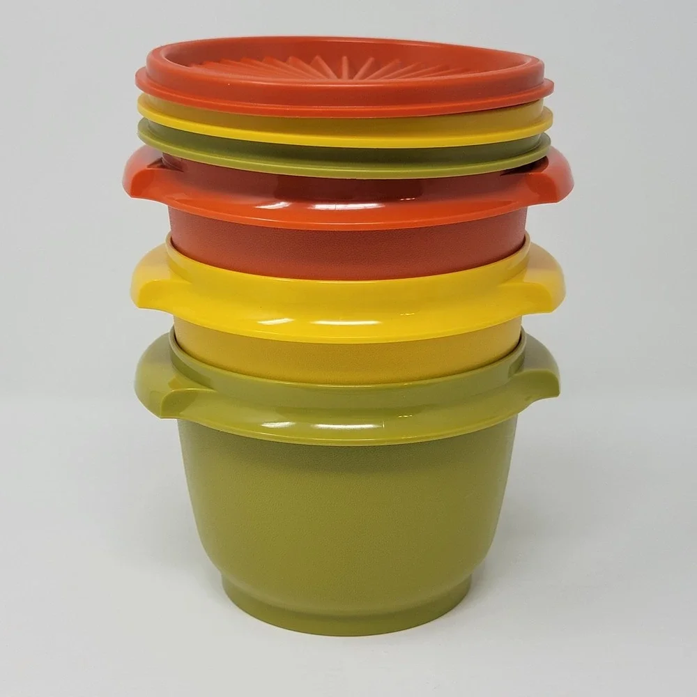 NOS Lot of 3 Vintage Tupperware Servalier Bowls 886-23 Autumn Harvest